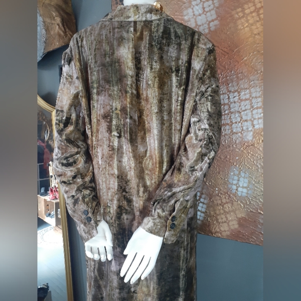 Zara Brown crushed Velvet Long Blazer L - Picture 5 of 8